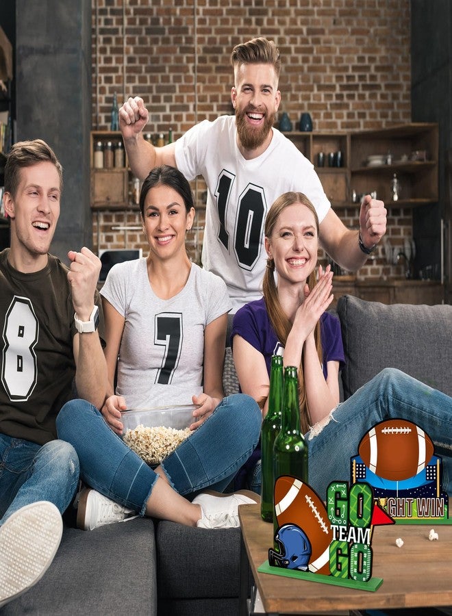 هوليري مجموعة ديكورات كرة القدم من هوليري، 6 قطع، قطع مركزية لكرة القدم للطاولة، مكعبات خشبية للرجبي، لافتات للطاولة، ديكورات منزلية، مطبخ، مكتب، لوازم حفلات أعياد الميلاد، مستلزمات حفلات ما قبل المباريات الرياضية. - Image 5